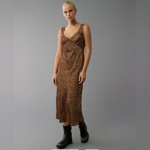 American Eagle Outfitters Brown Leopard Print Midi Dress